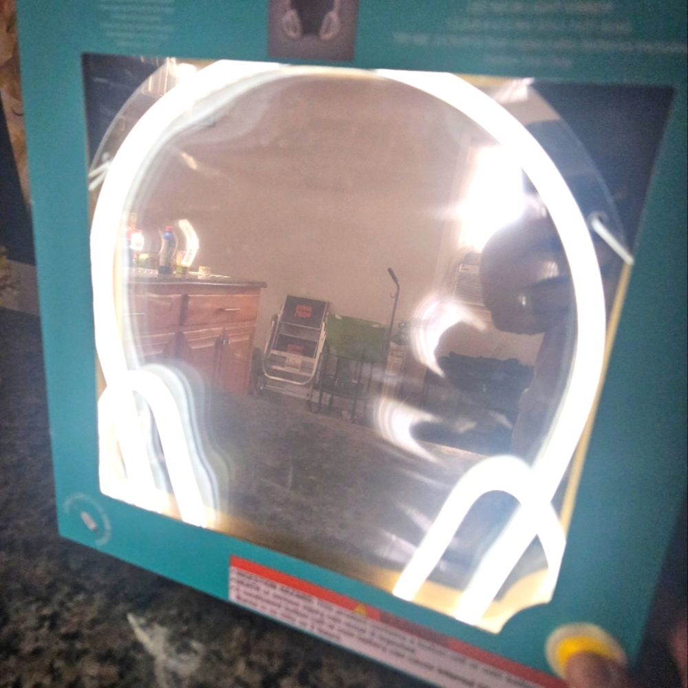 Neon Headphones Wall Light Mirror
